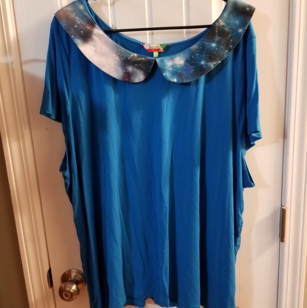 Galaxy Print Peter Pan Collar Blouse